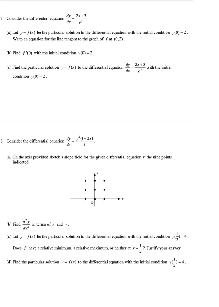 Separable Differential Equations in Further Applications of Integration